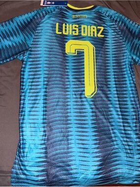 Colombia Luis Diaz #7 2026 Away Blue Yellow Adidas Slim Fit